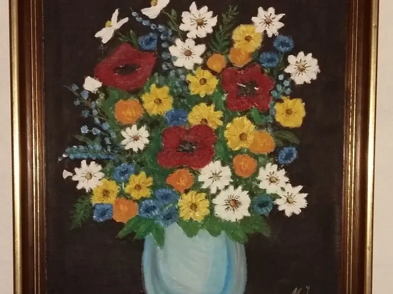 Billede 1 - FLOT MALERI. Buket af Blomster i en vase.