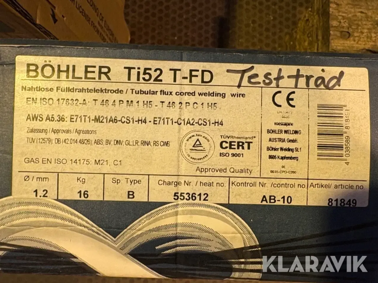 Billede 2 - Svejsetråd Böhler Ti52 T-FD