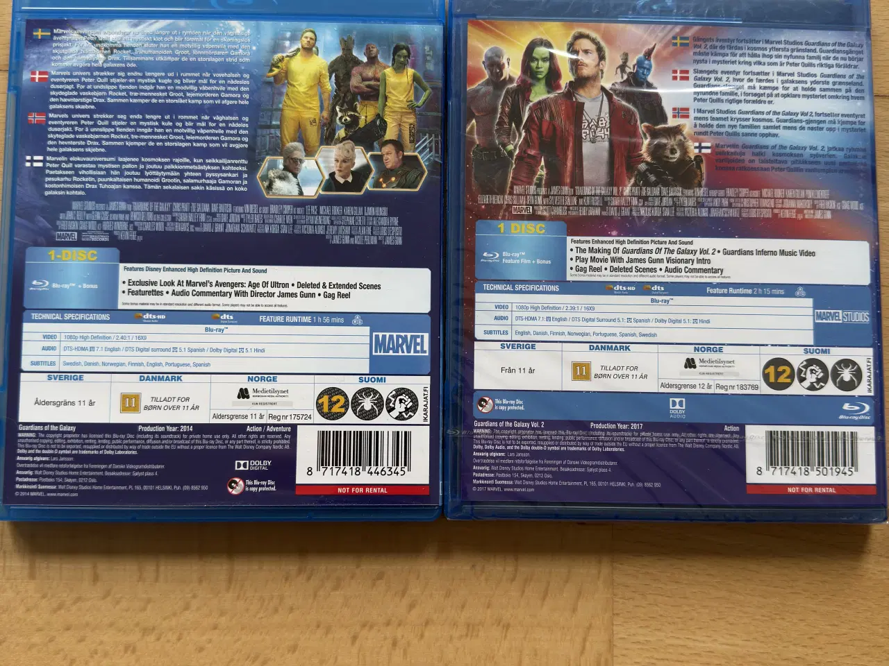 Billede 1 - Guardians of the Galaxy 1 & 2 blu ray DK