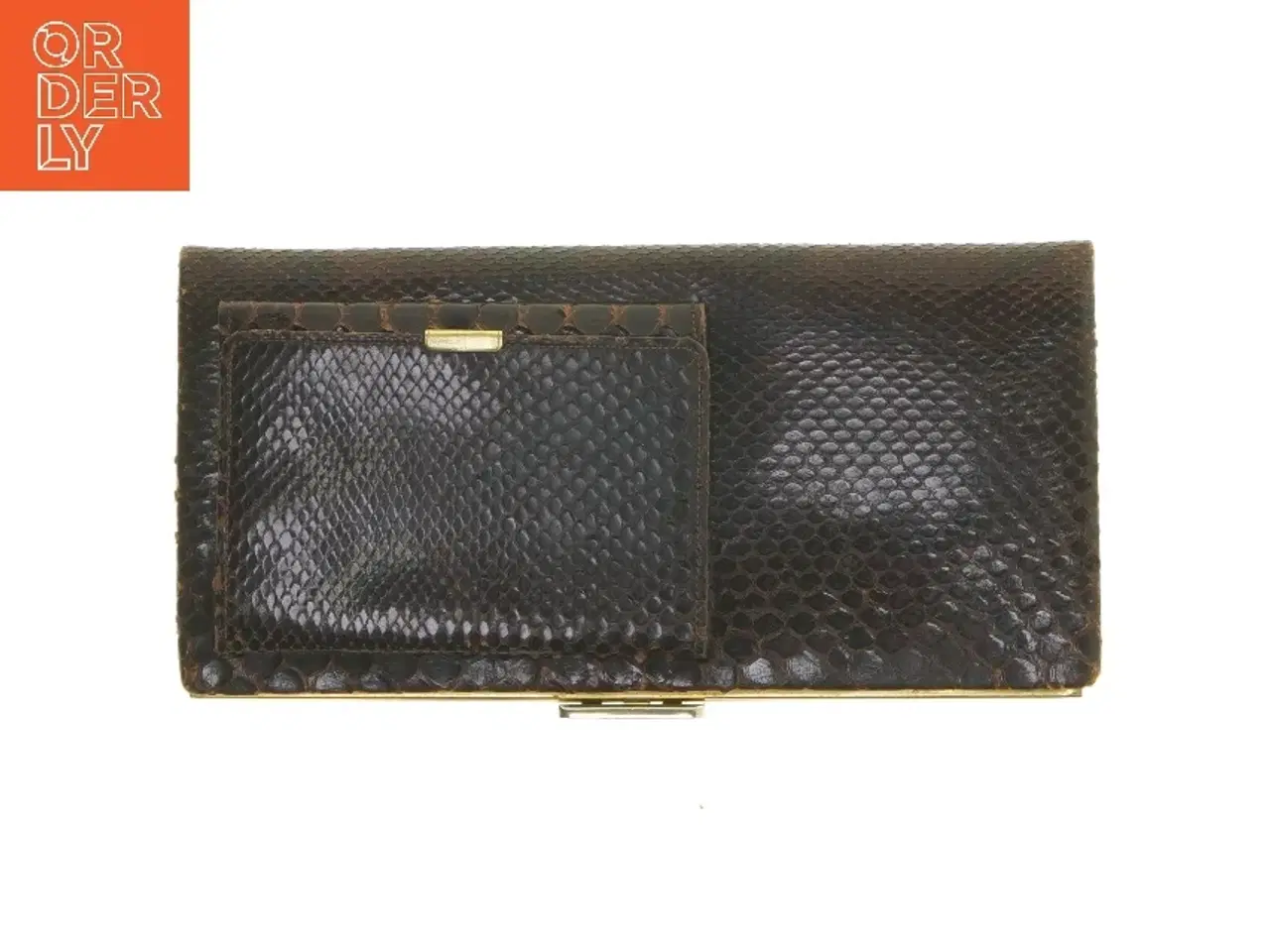 Billede 1 - Brun clutch retro i slangeskind (str. 25x12,5 cm)