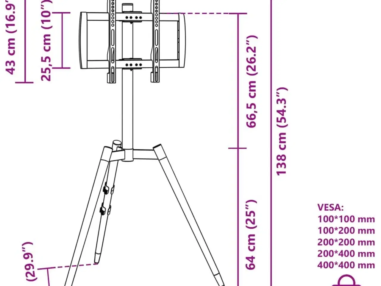Billede 10 - Tv-stativ til 37-65" skærm maks. VESA 400x400 mm 40 kg