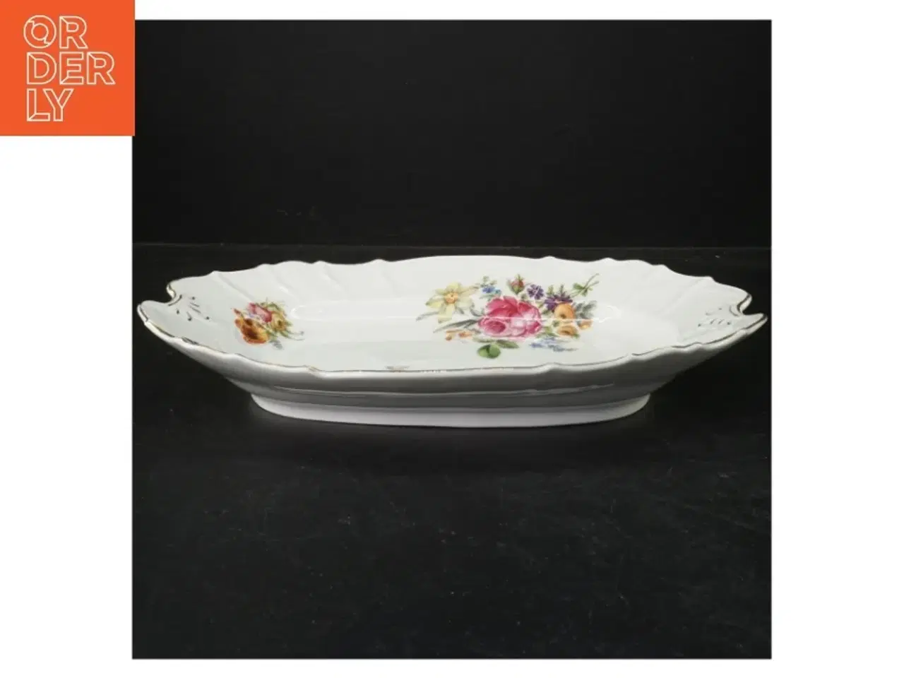 Billede 2 - Porcelænsfad med blomsterdesign fra H&C (str. 31 cm)