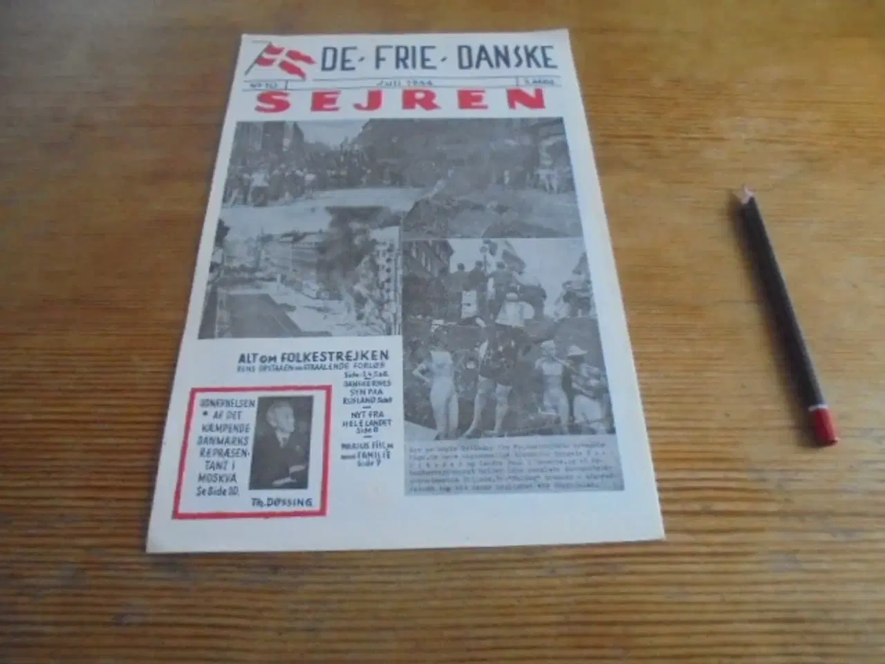 Billede 1 - Det illegale blad: ”Frie Danske” – juli 1944  