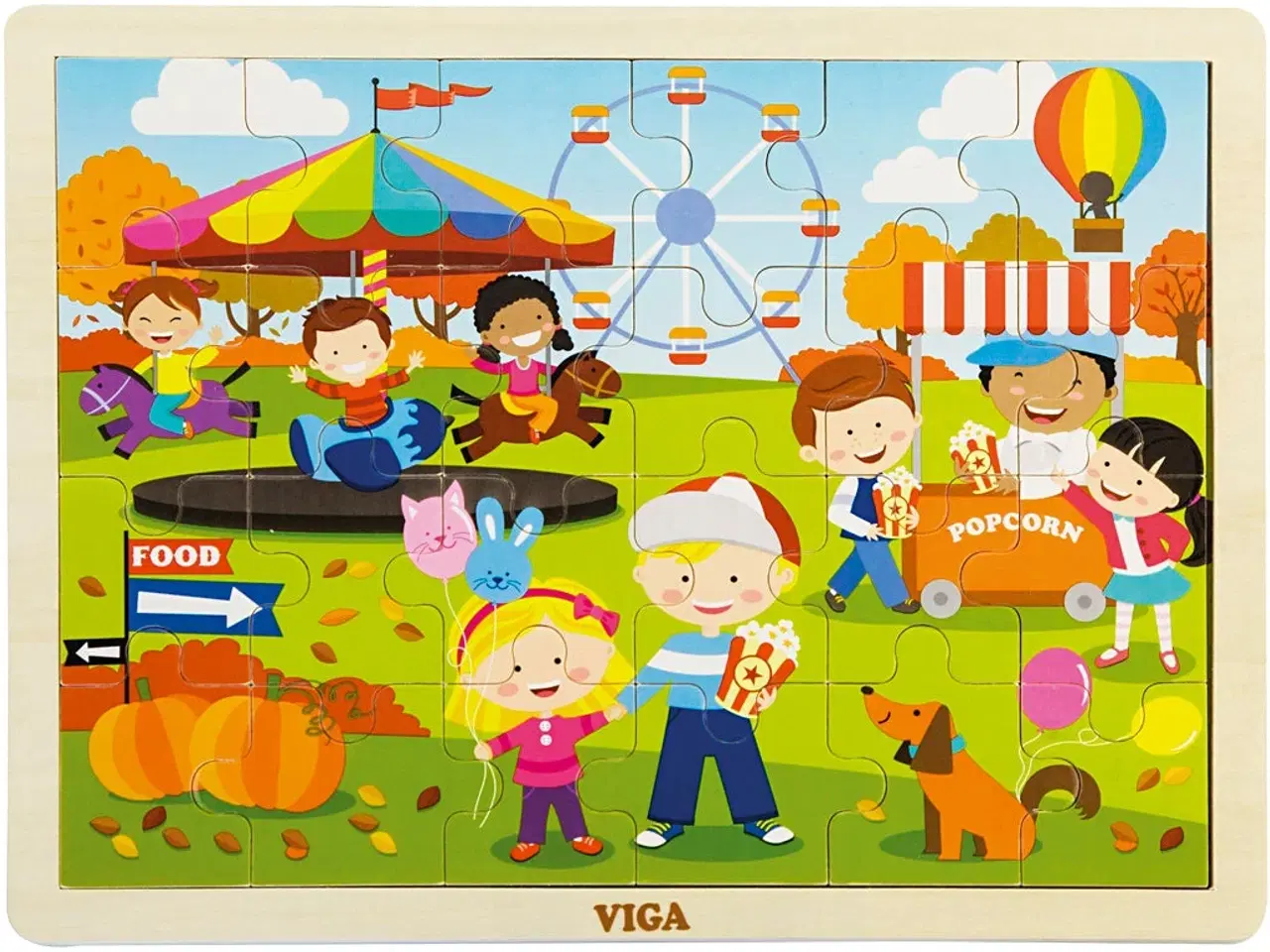 Billede 1 - VIGA Træpuslespil Årstider - Efterår, 24 brikker