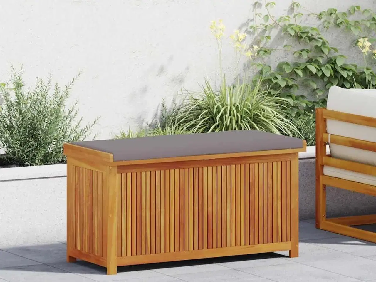 Billede 1 - Udendørs hyndeboks 113x50x60,5 cm massivt akacietræ