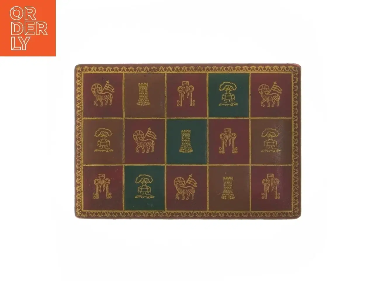 Billede 2 - Skakbrik Træ æske med læder & guld Læder (str. 4,5x9,5x14 cm)