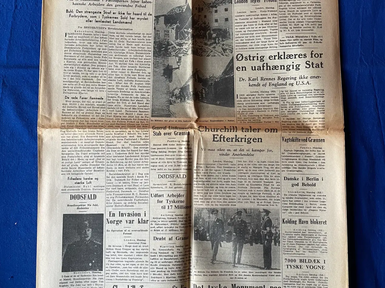 Billede 1 - Avis - Sønderjyden - 14. Maj 1945 - Socialdemokraterne samlende kraft i dansk politi ?