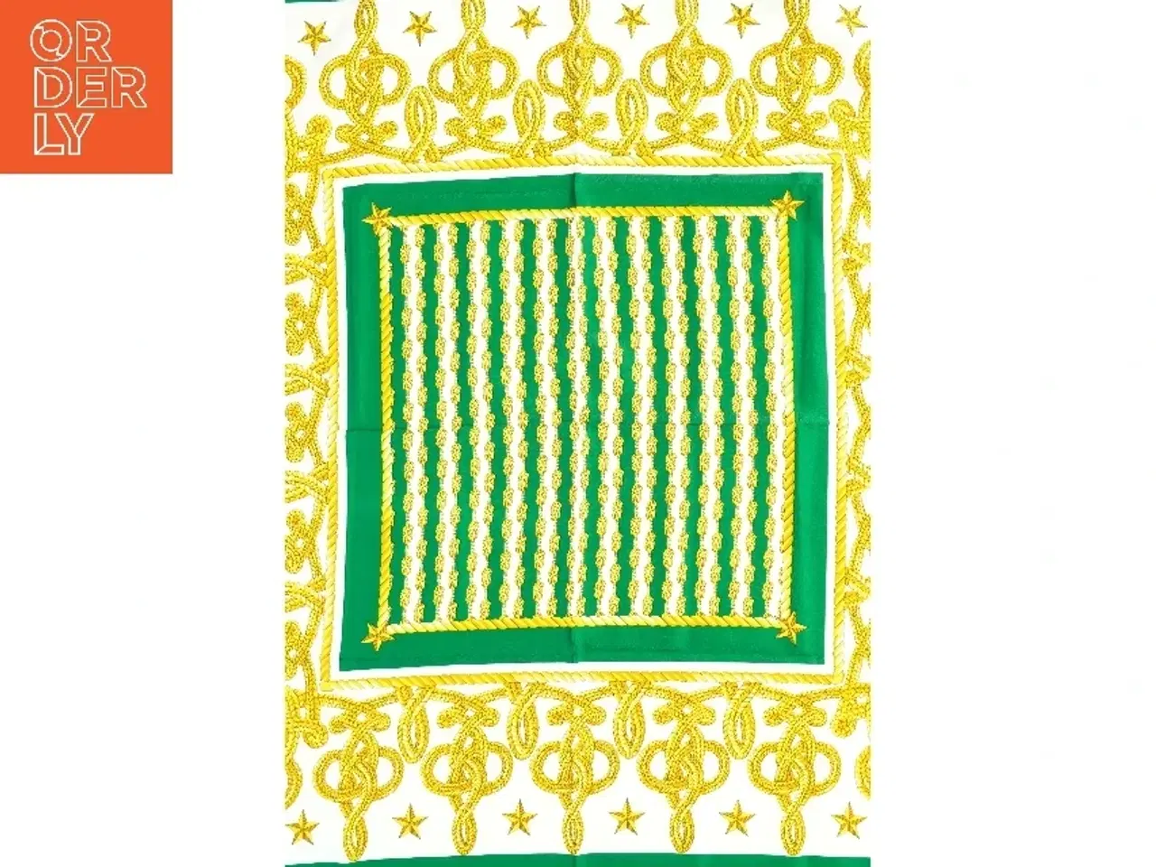 Billede 6 - Dekorativ grøn og gul mønstret dug (str. 85 x 85 cm)