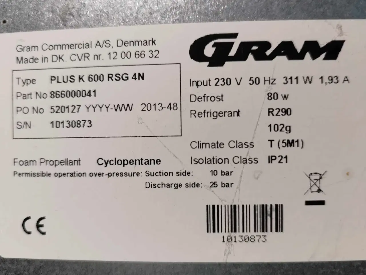 Billede 3 - Fryseskab fra Gram Plus K 600 RSG 4N