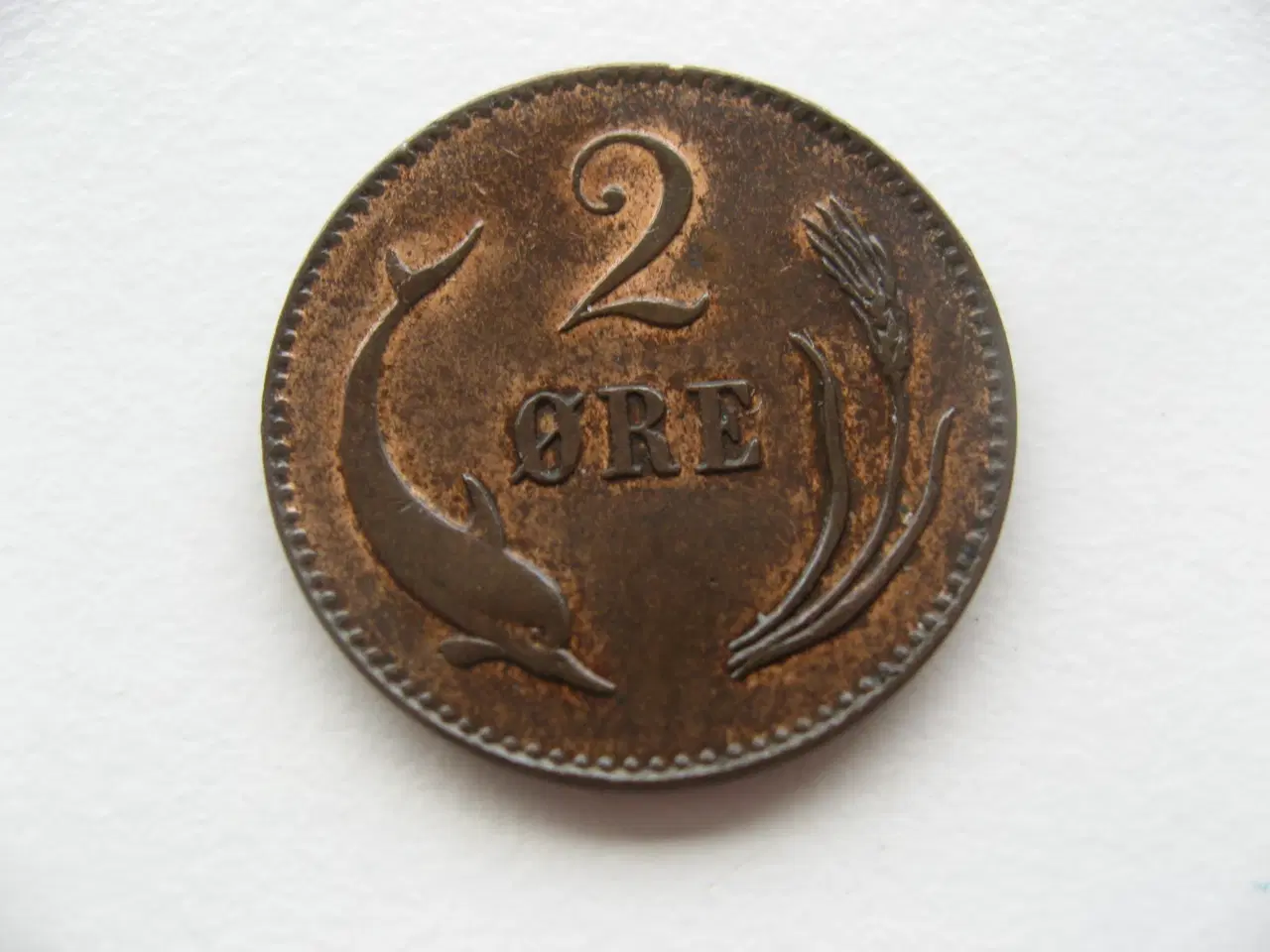 Billede 2 - Flot delfin bronze 2 øre 1875, 