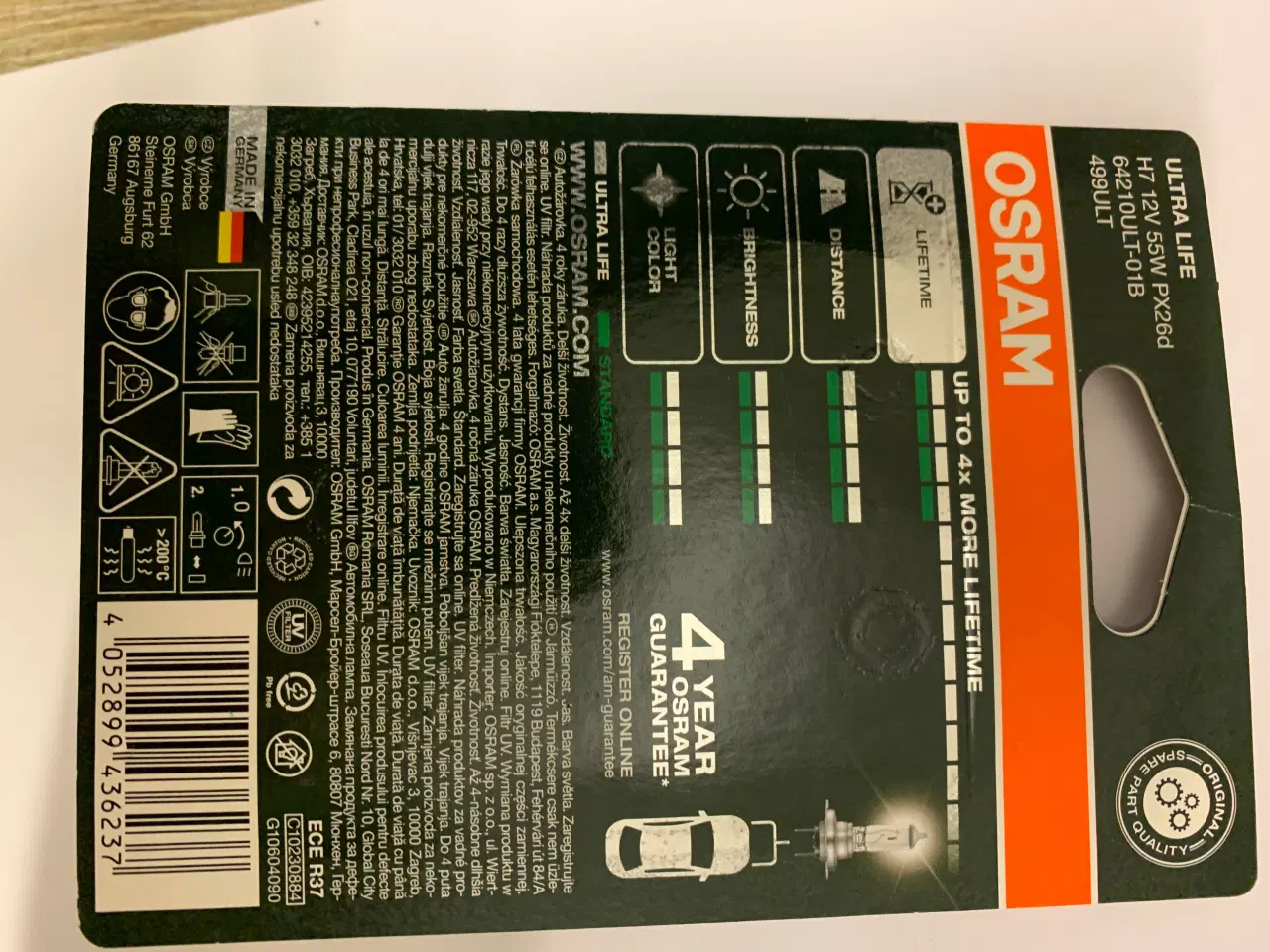 Billede 2 - Osram H7 ultra life 12v 55w pære