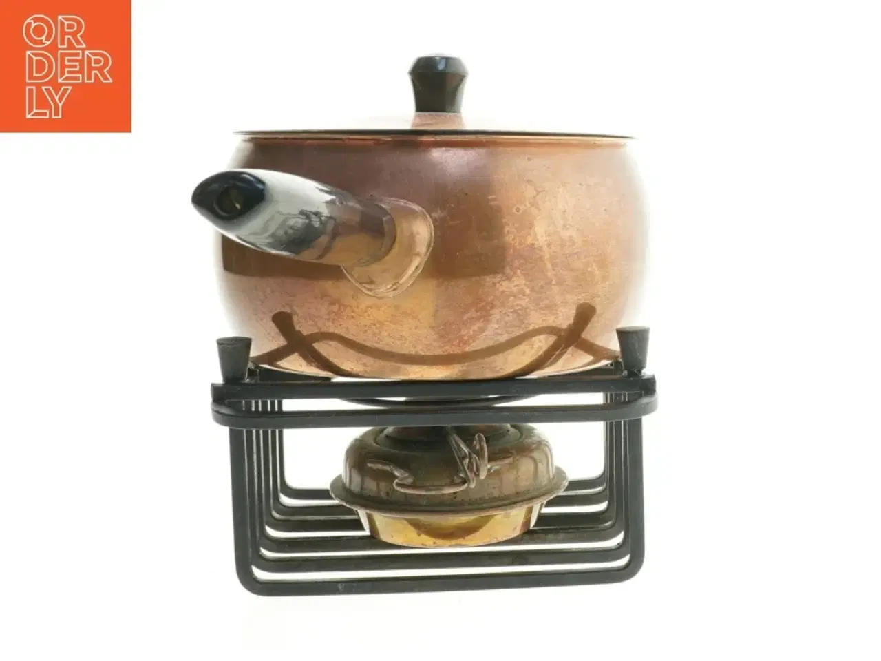 Billede 2 - Kobber fondue gryde med låg og varmer (str. Ø. 15,5 cm)