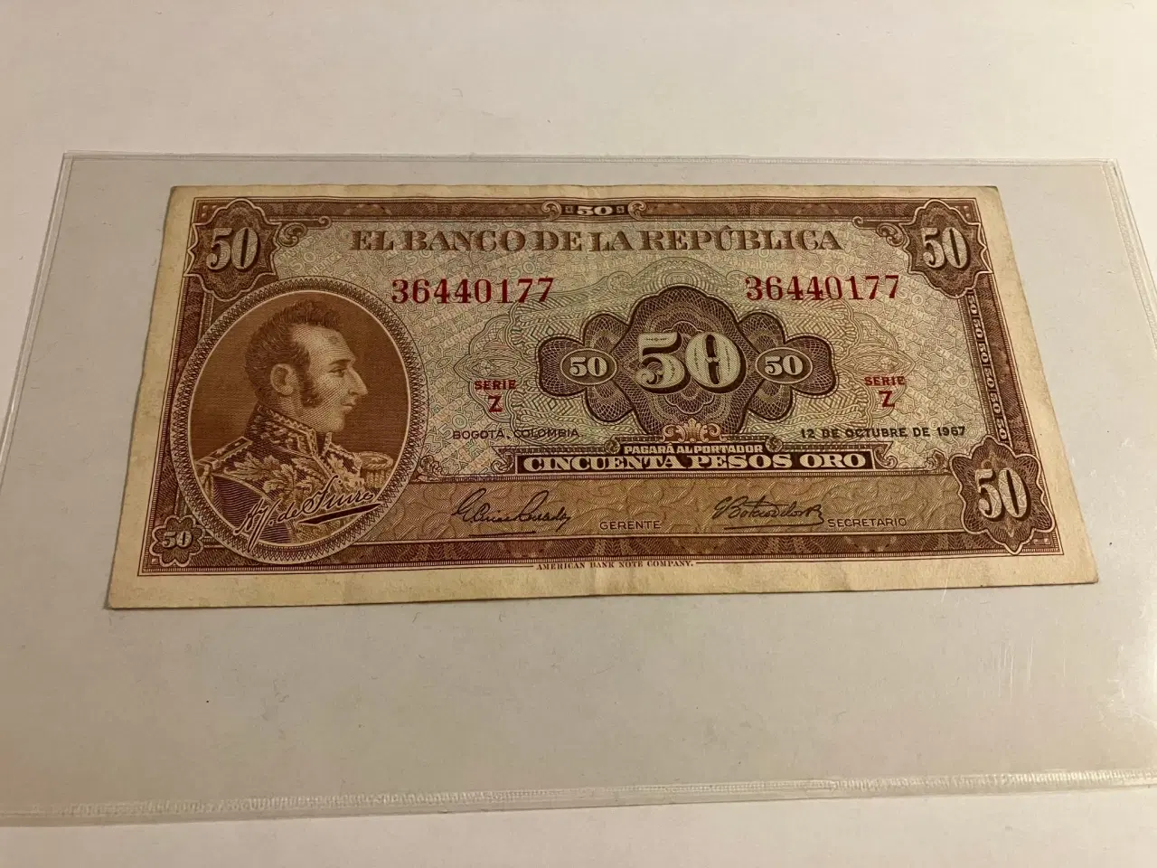 Billede 1 - 50 pesos oro Colombia 1967