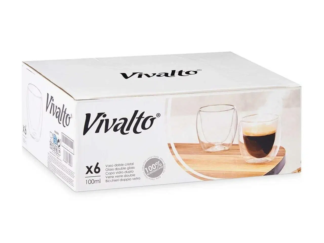 Billede 4 - Drikkeglas Vivalto - gennemsigtigt borosilikatglas 100 ml (6 stk.)