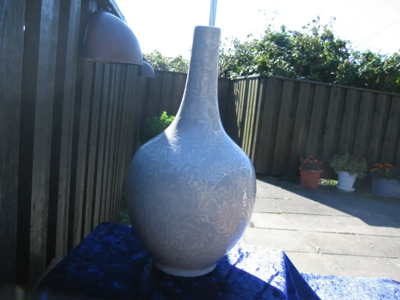 Billede 2 - Høj gråmeleret vase - 32 cm