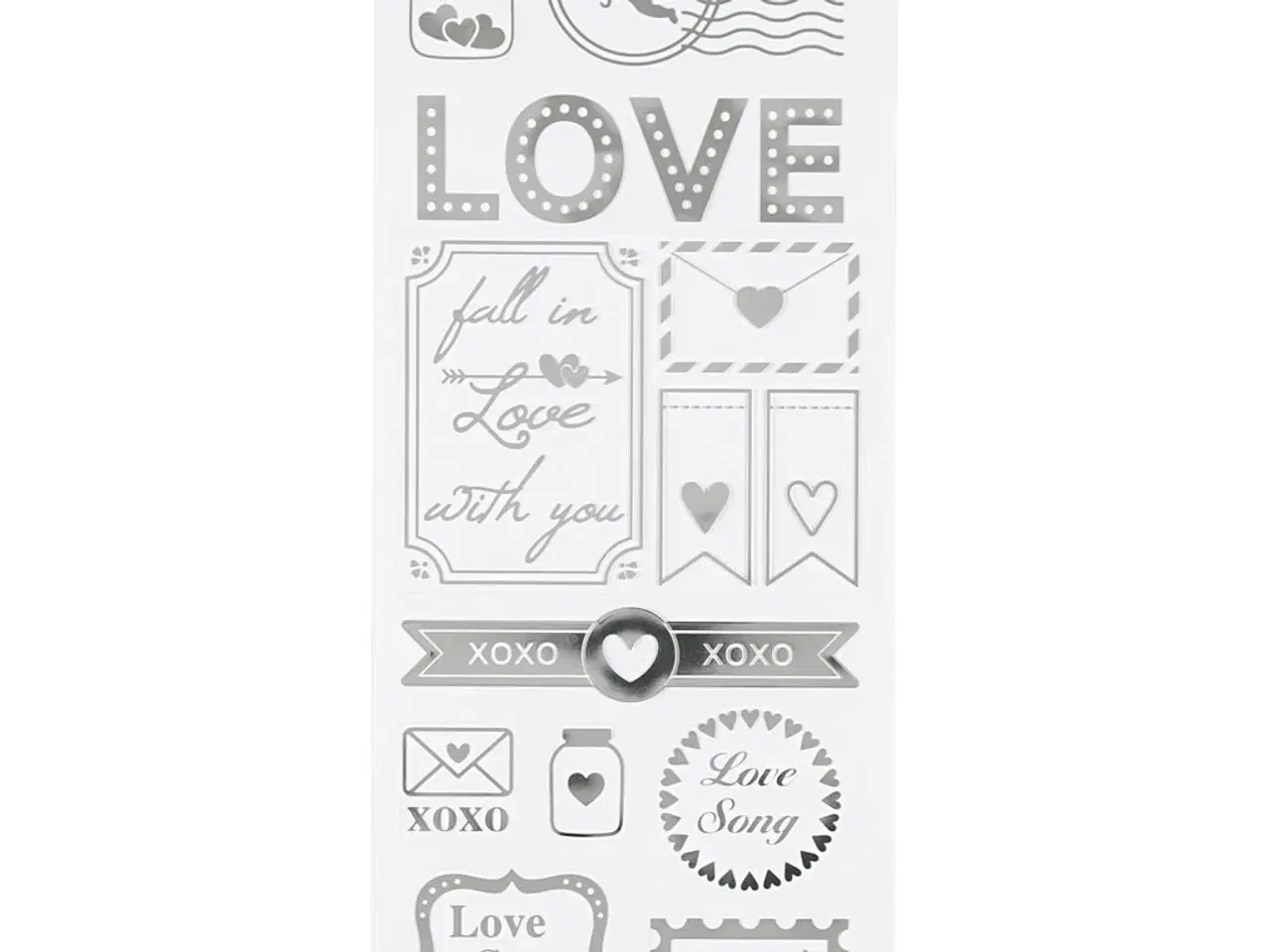 Billede 1 - Sølvfolie Kærligheds-Stickers 10x24 cm - 1 Ark