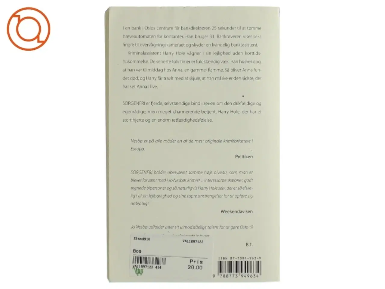 Billede 2 - Sorgenfri af Jo Nesbø (Bog)