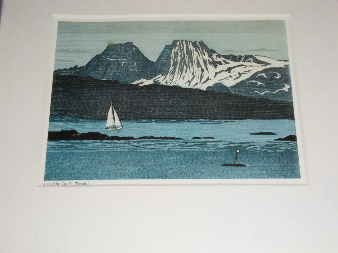 Billede 2 - Lars Christian Istad. Træsnit. Kystmotiv fra Norge