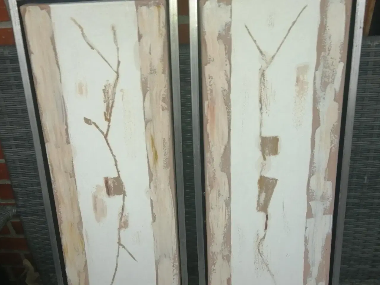 Billede 1 - 2 FLOTTE MALERIER I ANTIKKE FLYVERAMMER, 28X65