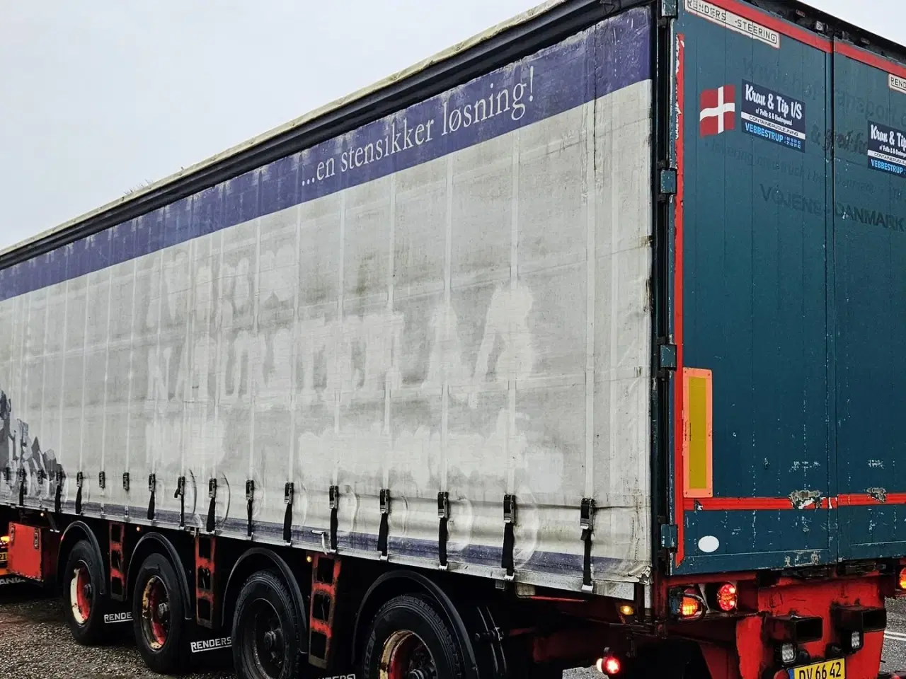 Billede 4 - Renders Gardintrailer / nysynet / 4 drejbare aksler / truckbeslag