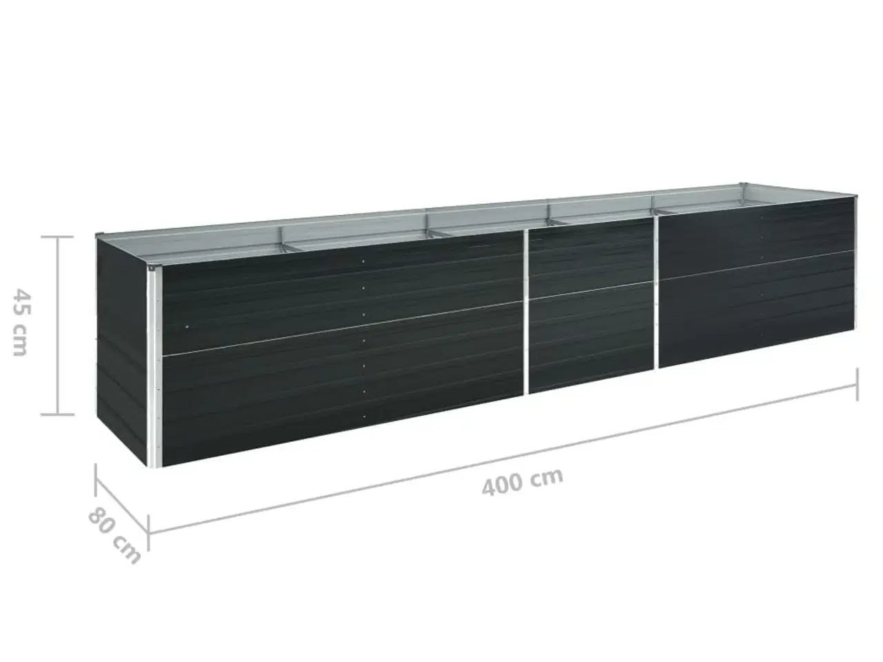 Billede 6 - Forhøjet plantekasse 400x80x45 cm galvaniseret stål antracitgrå