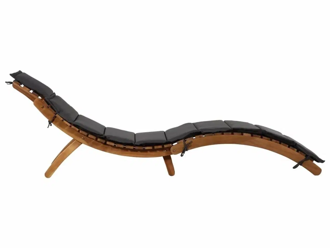 Billede 2 - Liggestol med hynde massivt akacietræ mørkegrå