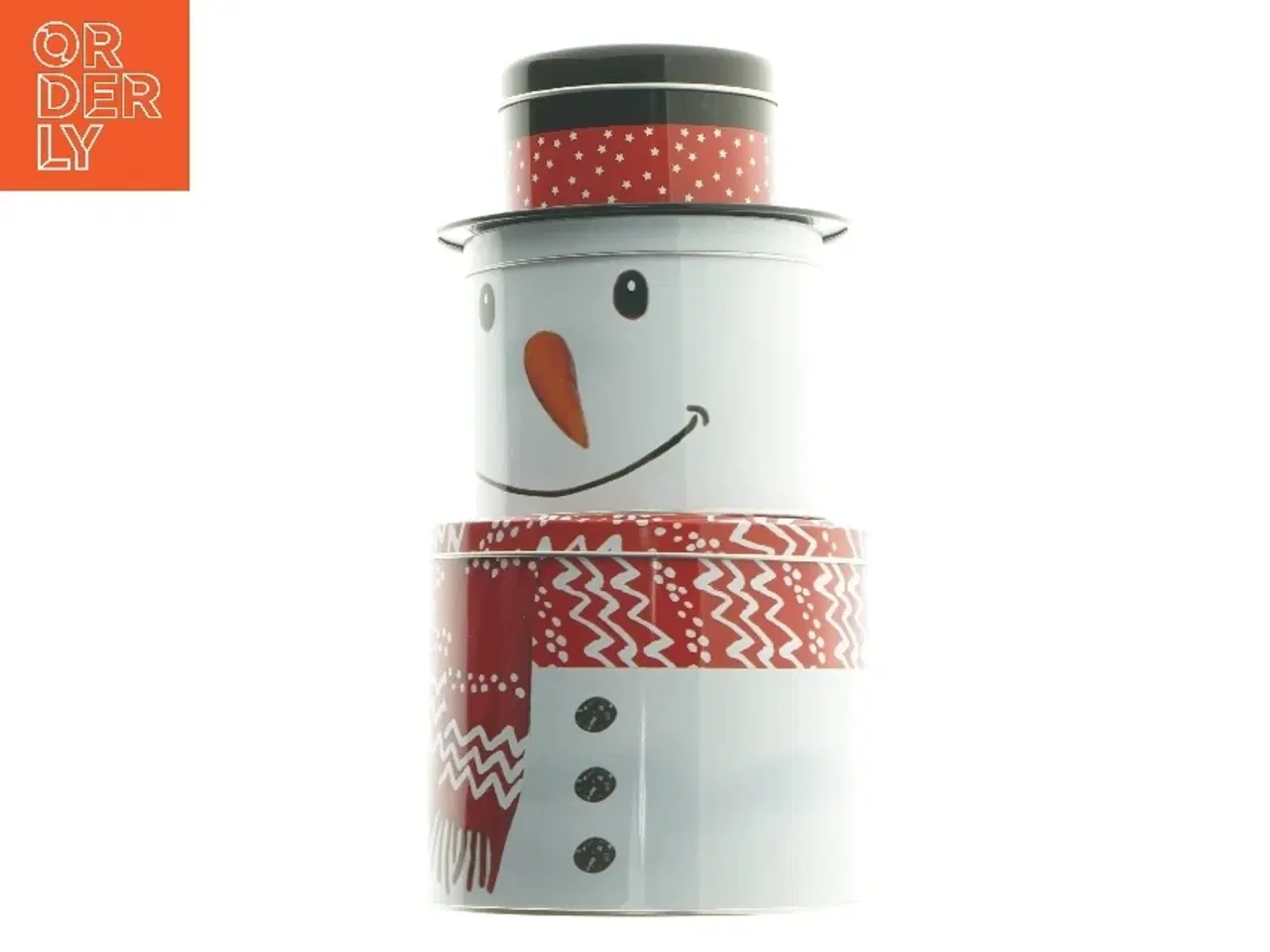 Billede 1 - Kagedåse sæt udformet som snemand (str. 25,5 cm)