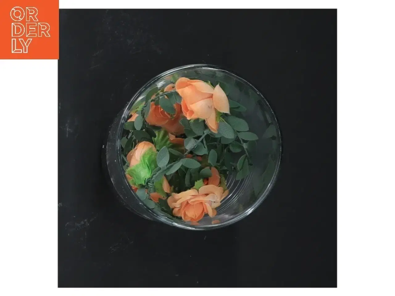 Billede 3 - Glasvase med kunstige blomster og fyrfadslys (str. 15 cm)