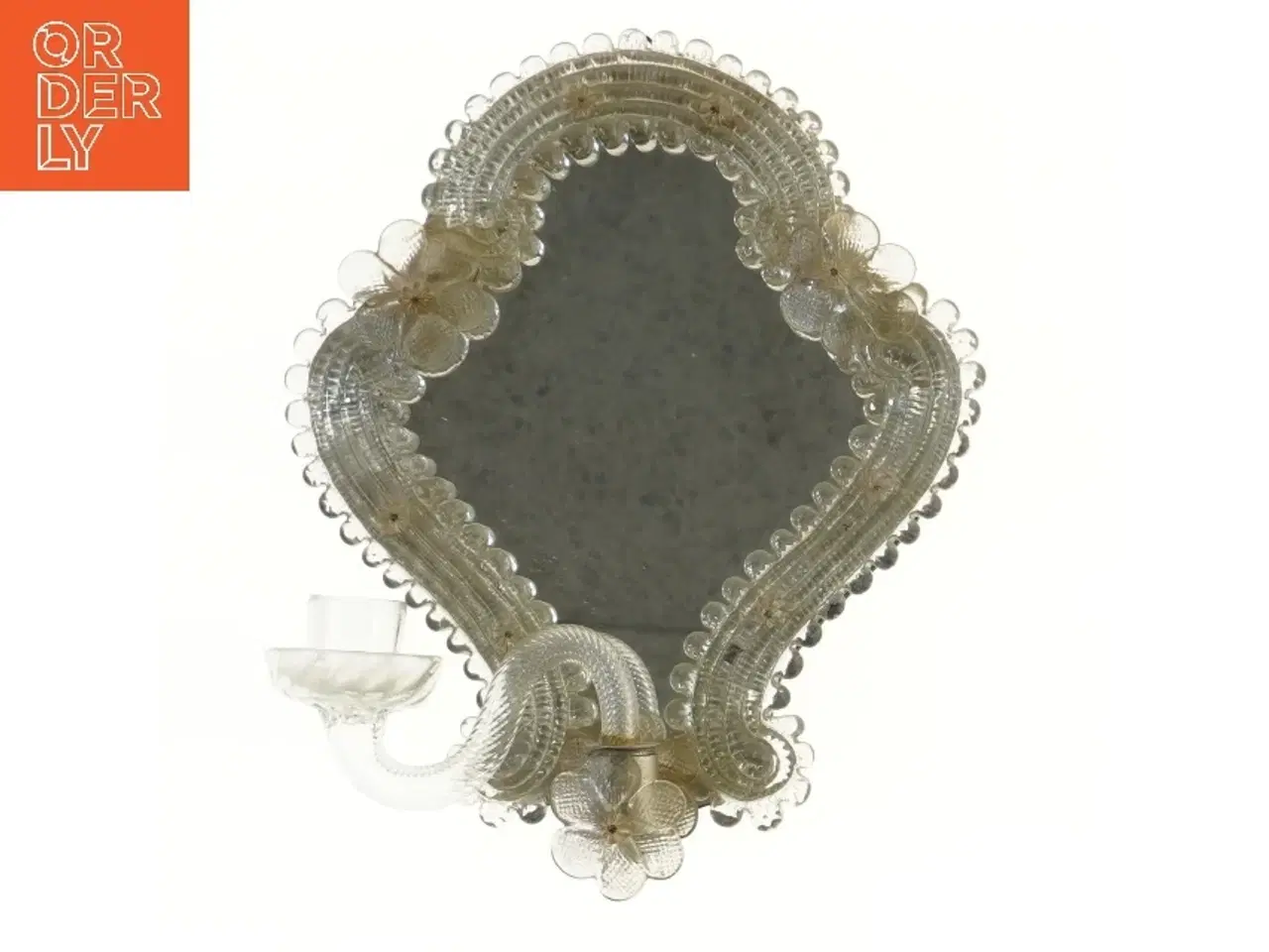 Billede 1 - Væglysestage med spejl og glaskant (str. 25x20 cm)