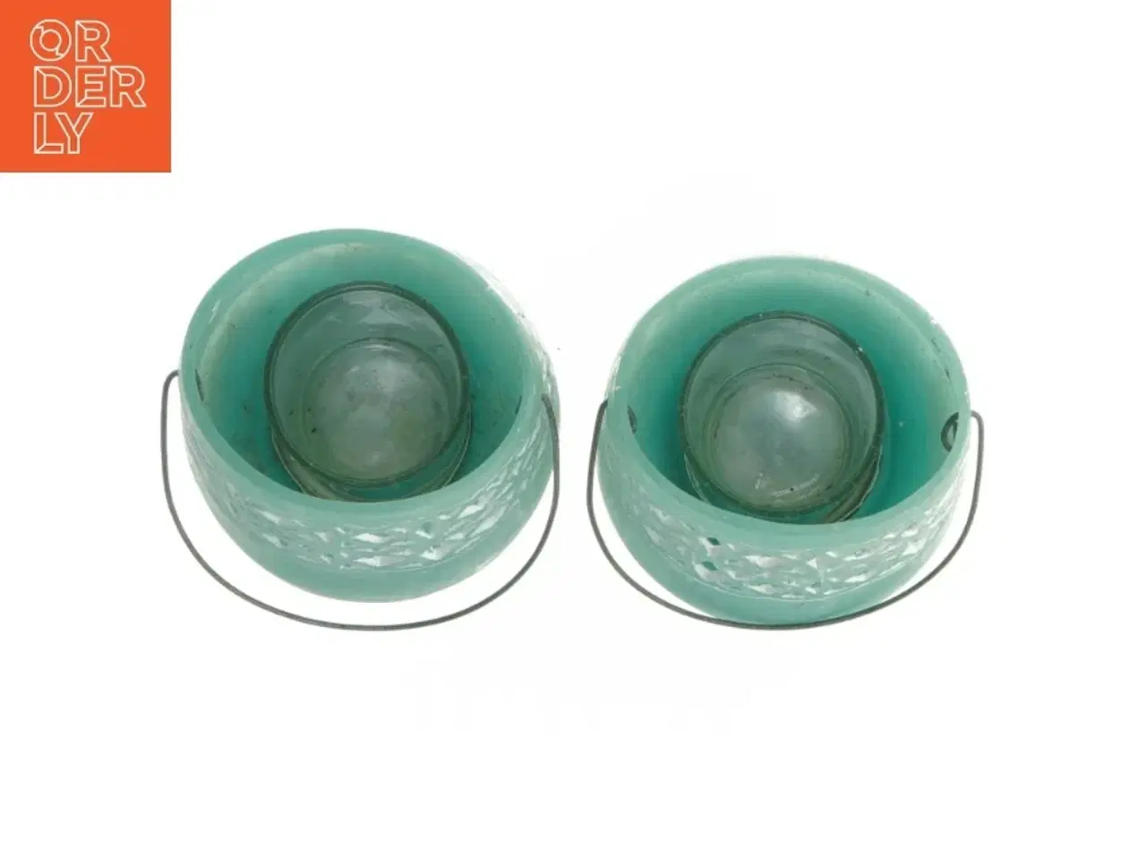 Billede 4 - Grønne glaslysestager med mønster fra Sia (str. 11 cm)