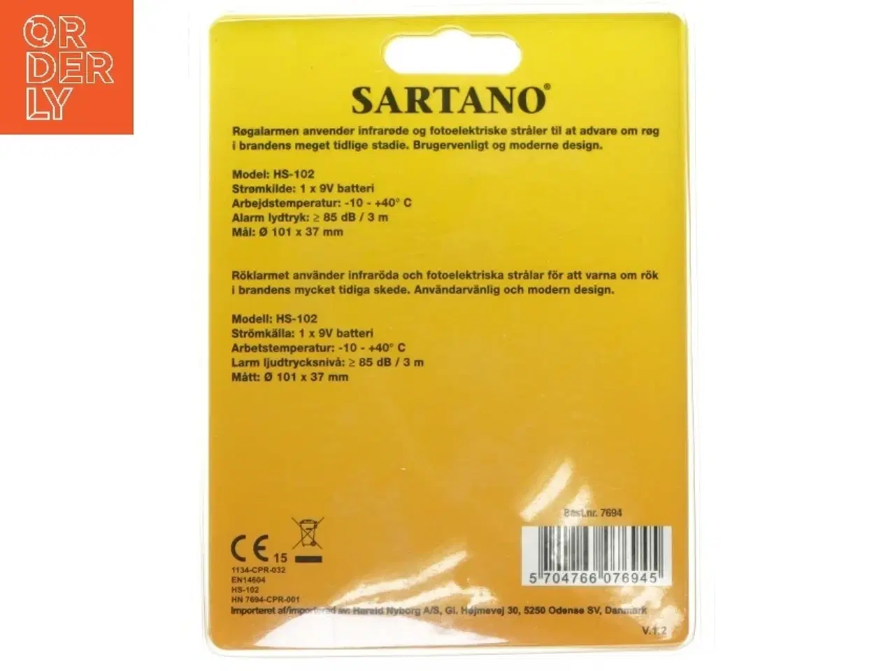 Billede 2 - Fotoelektrisk røgalarm fra Sartano (str. 101x37 mm)