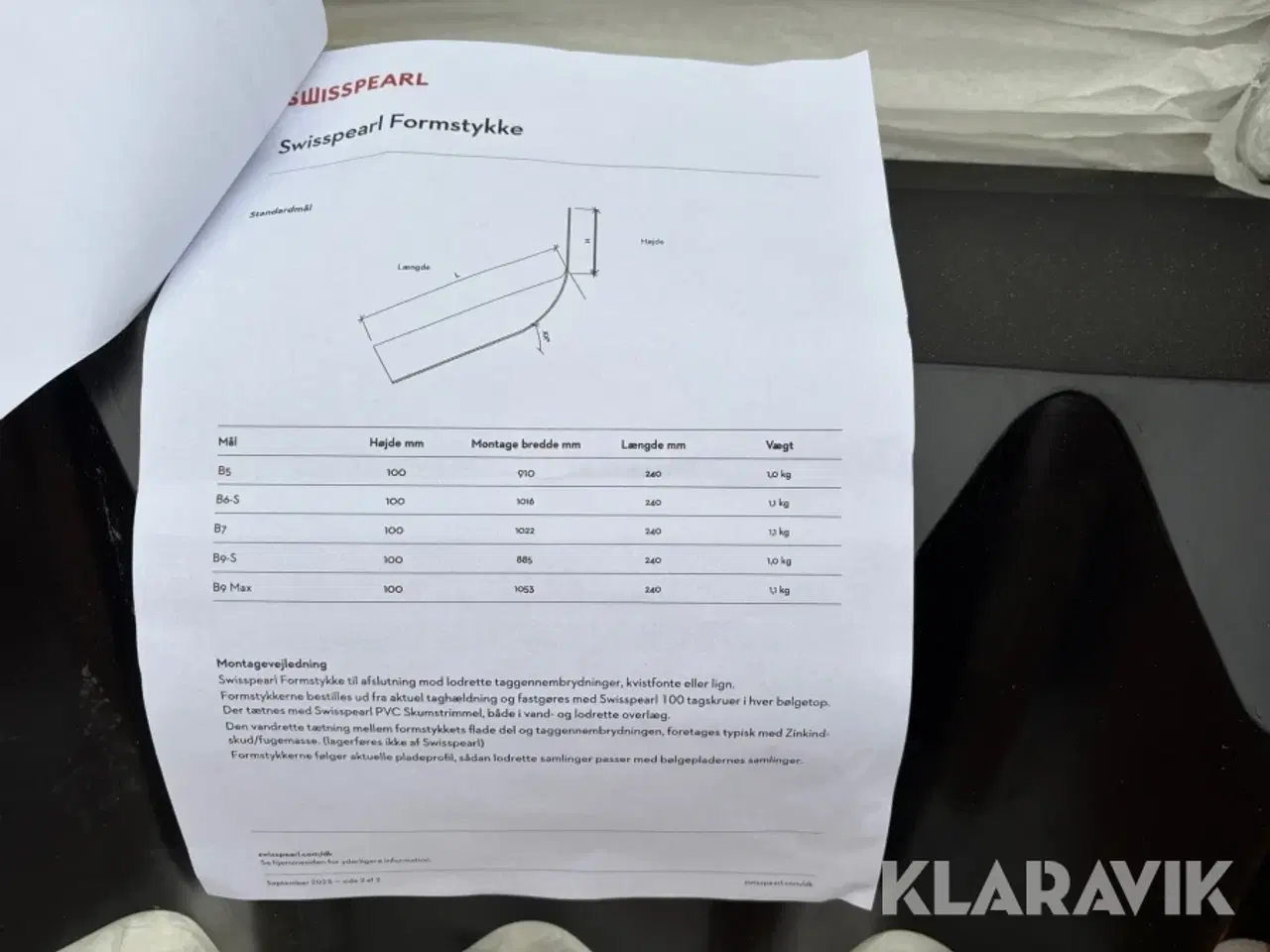 Billede 5 - Formstykker Swisspearl 20 graders tag sort 60 styk