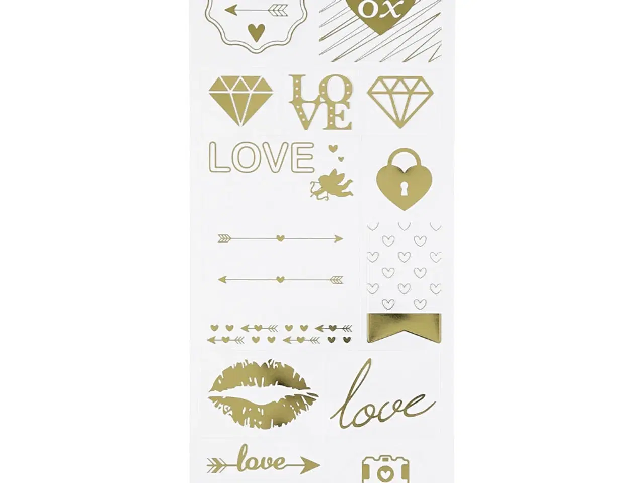 Billede 1 - Stickers, love, ark 10x24 cm, guld, 1 ark