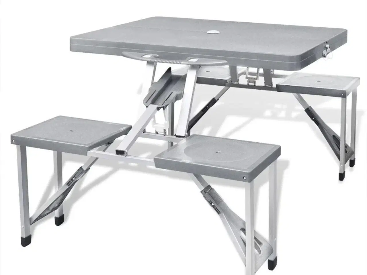 Billede 1 - Foldbart campingbordsæt med 4 taburetter i aluminium, ekstra let, grå
