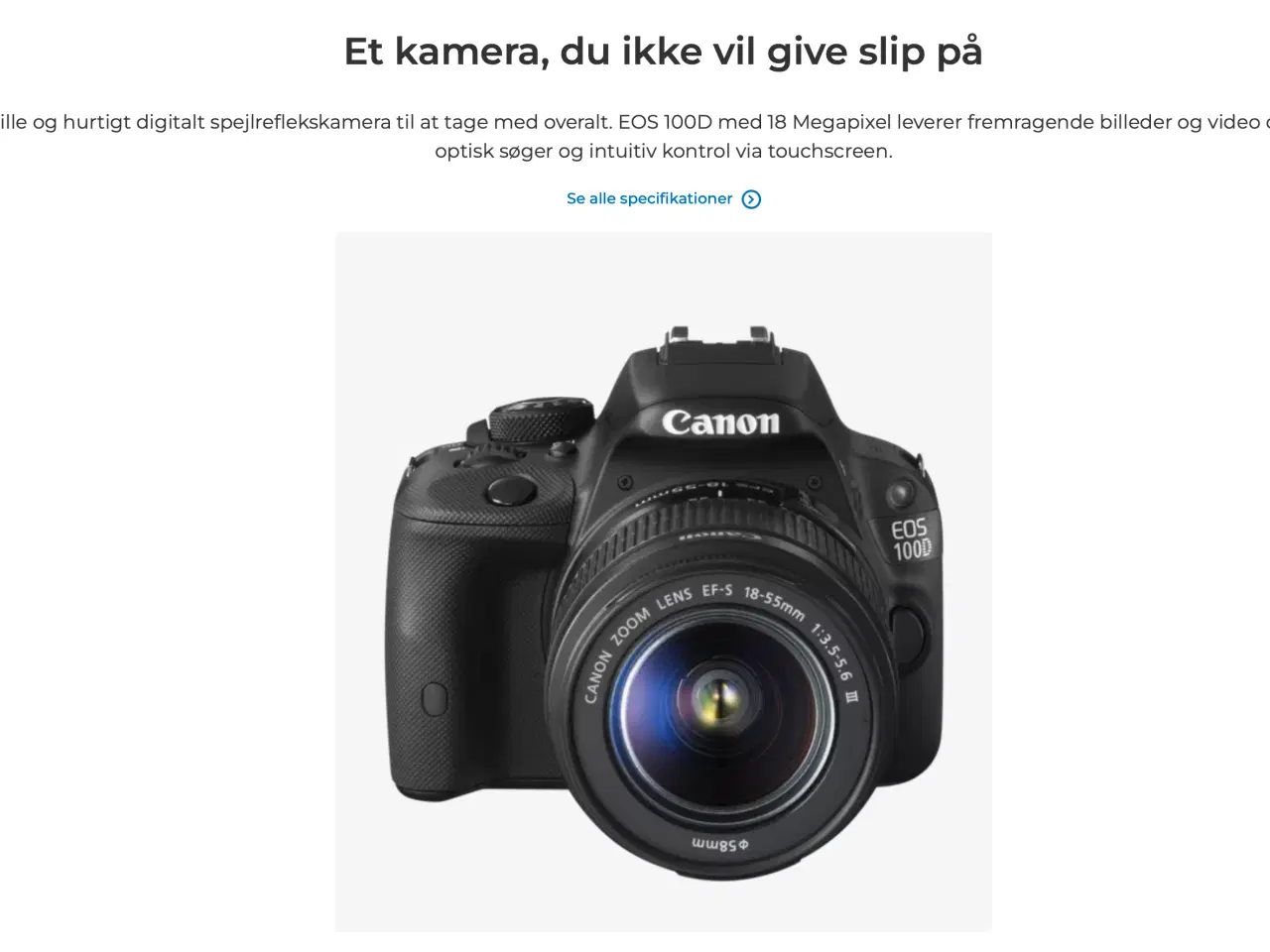 Billede 1 - Canon EOS 100D + Canon EF‑S 18‑55mm IS STM 