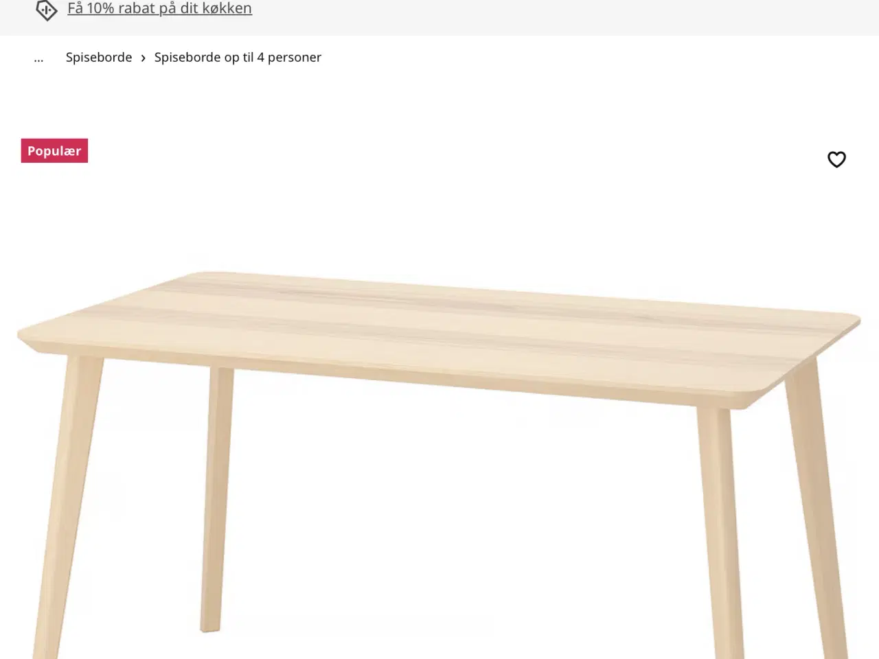 Billede 3 - Spidsebord i asketræ 140x78