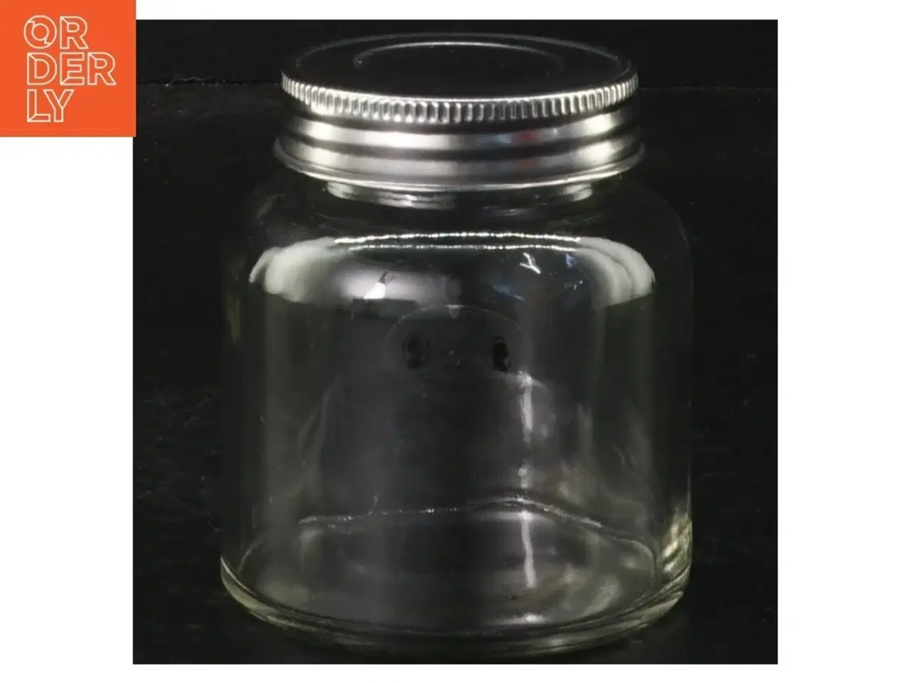 Billede 1 - Glasbeholder med metal låg fra Søstrene Grene (str. Ø 7,5 x 8,5 cm)