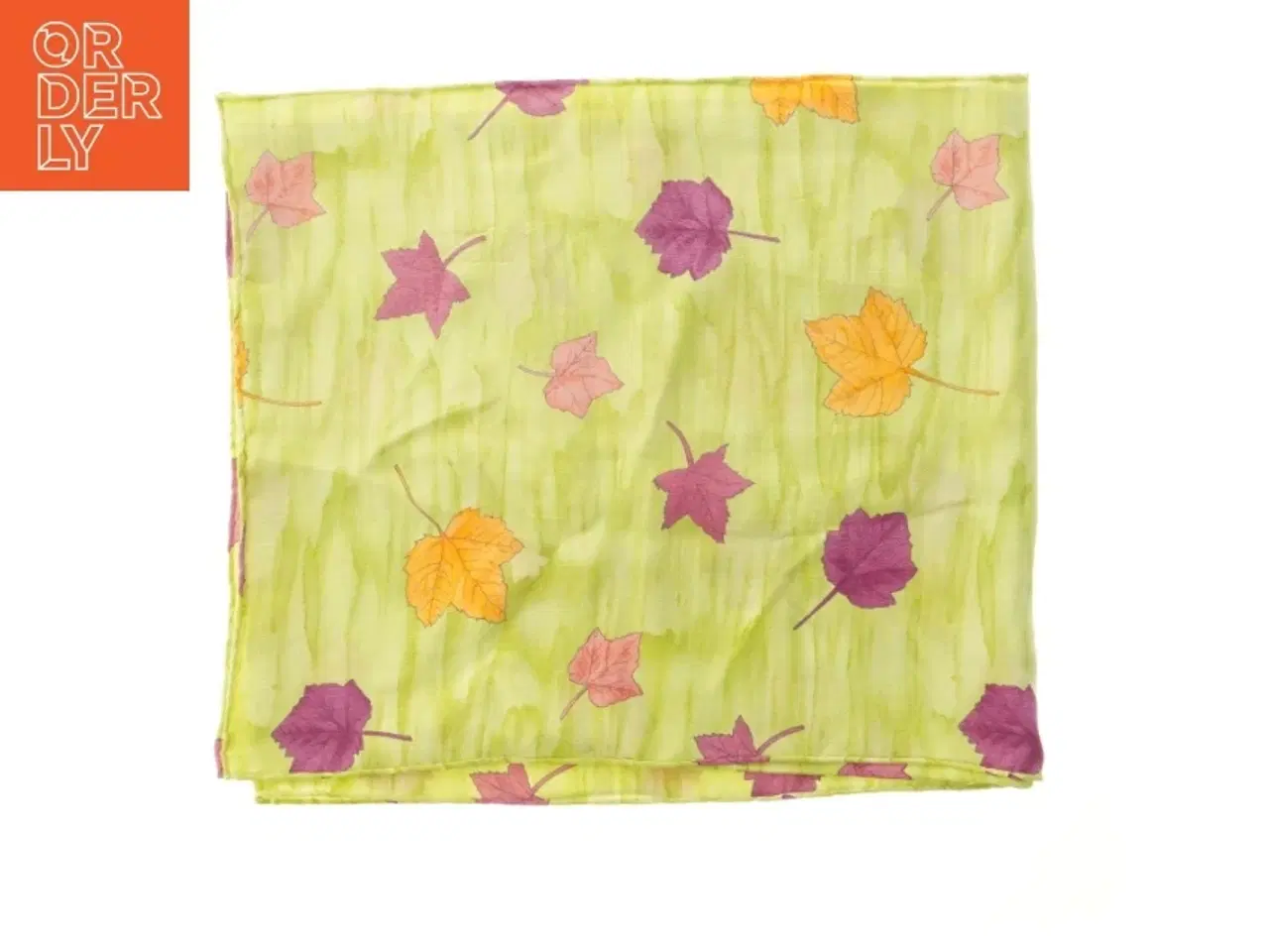 Billede 1 - Charlotte Sparre Silke tørklæde i farverige blade (str. 80x34 cm)