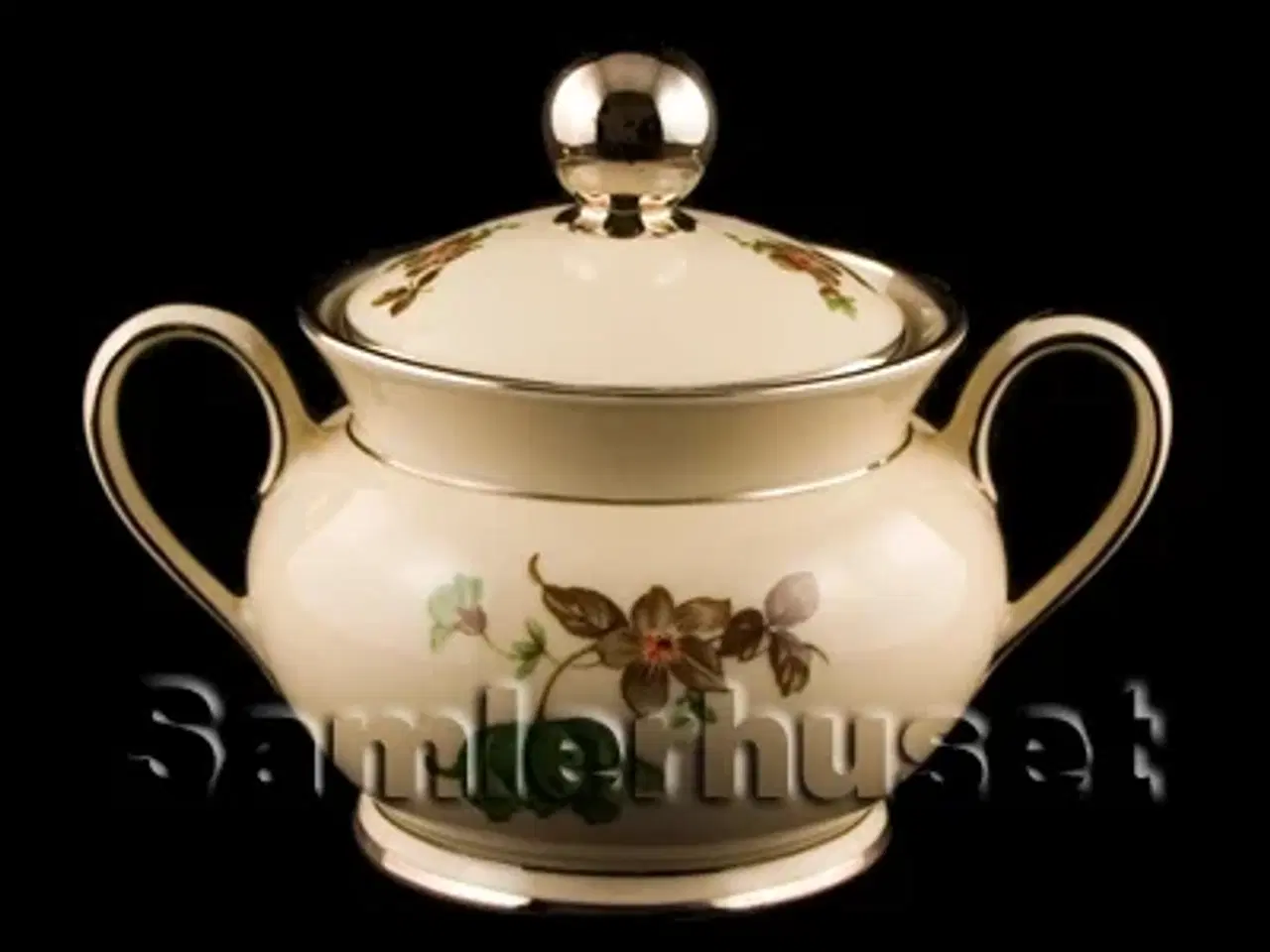 Billede 1 - Grøn Vallø Platin Sukkerskål