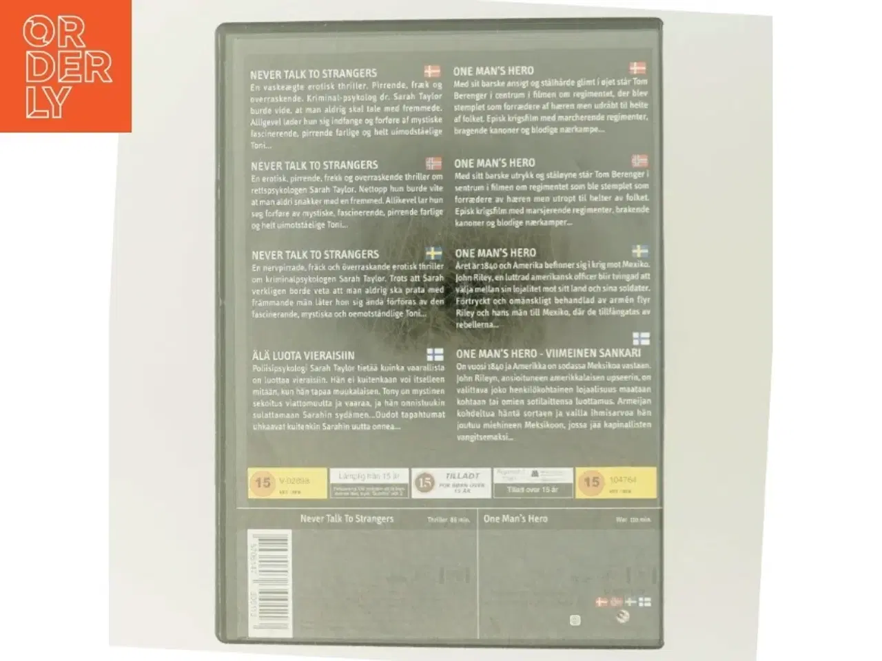 Billede 3 - DVD Film Sæt - Never Talk To Strangers og One Man&#39;s Hero fra Scanbox