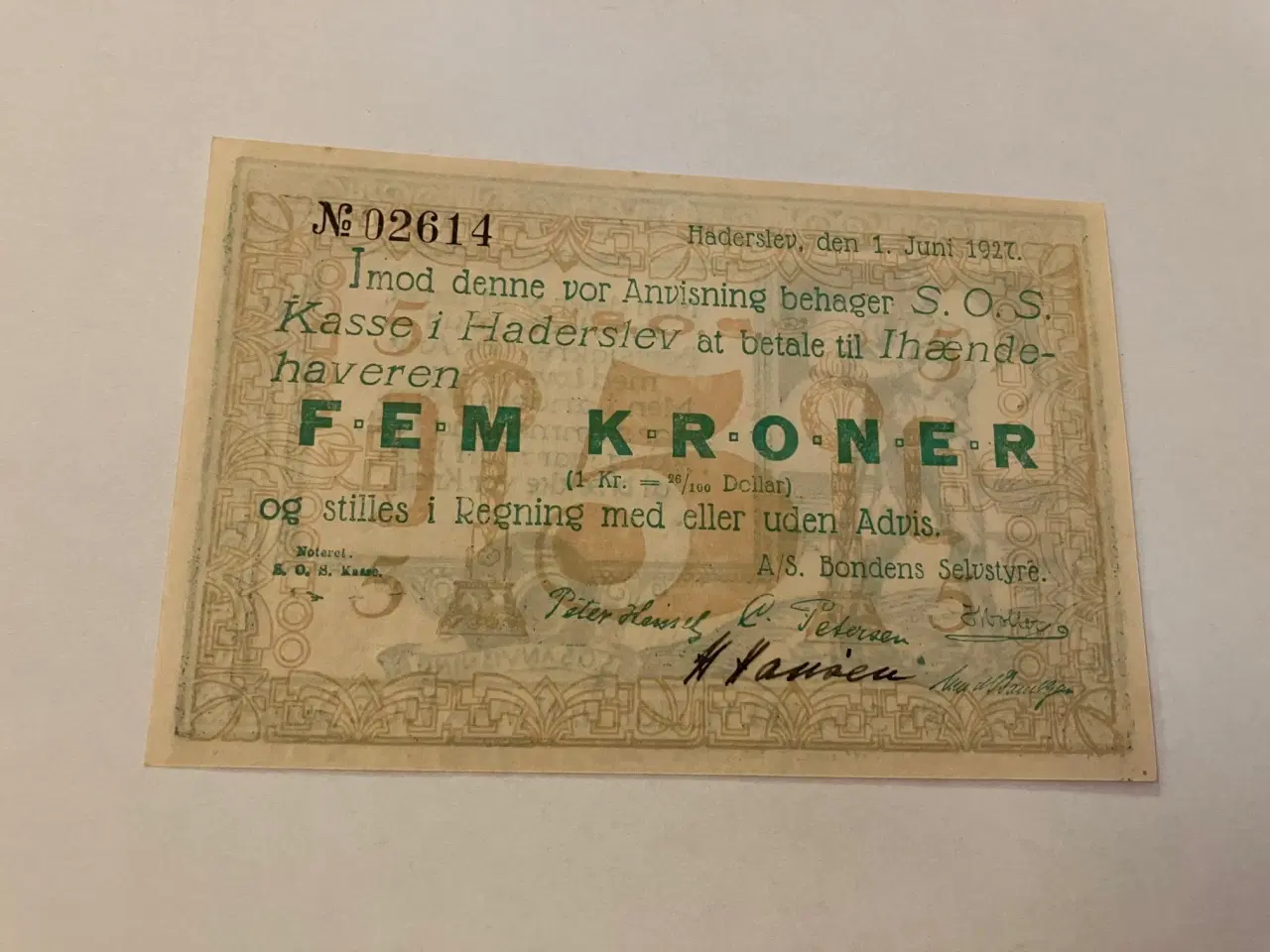 Billede 1 - 5 Kroner S.O.S Kasse Haderslev