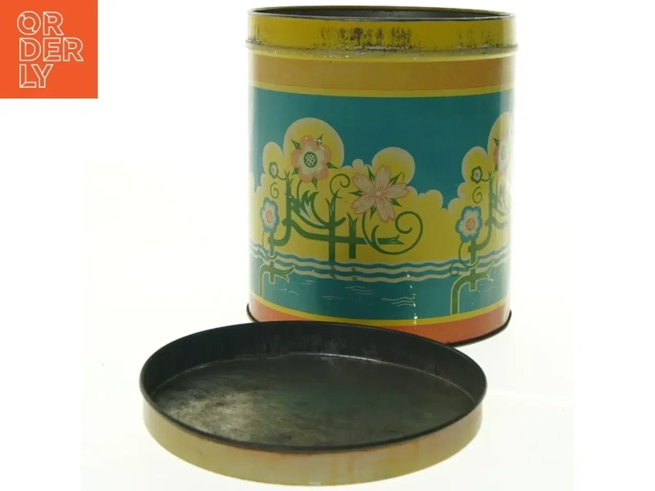 Billede 2 - Vintage kagedåse med blomstermotiv (str. Diameter, 19 cm h 21,5 cm)