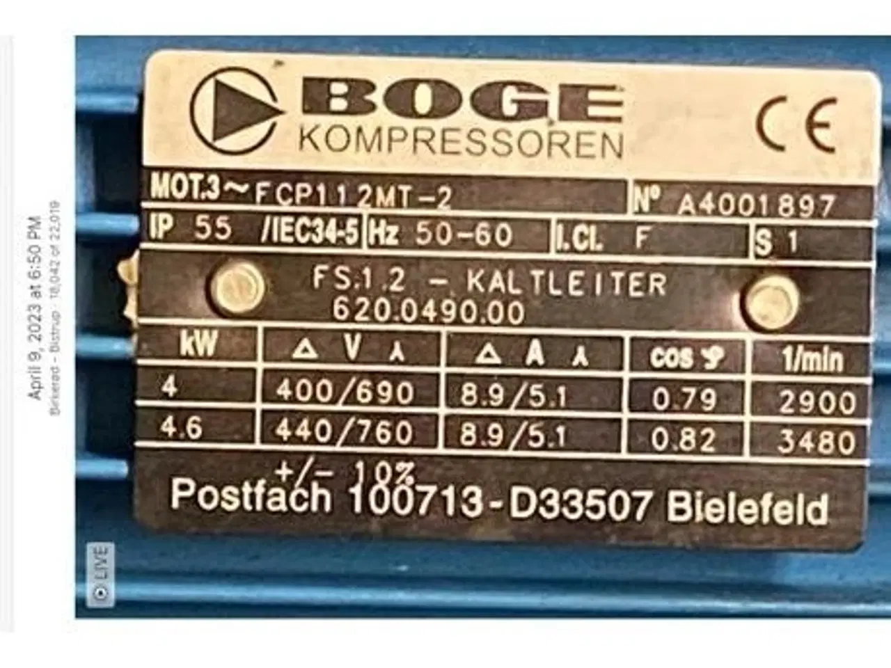 Billede 4 - BOGE skruekompressor med luft tørrer og stor tank