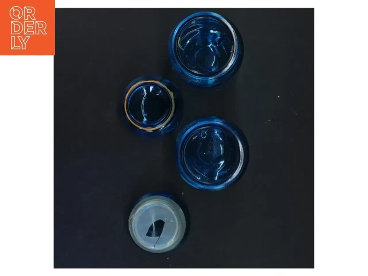 Billede 4 - Blå glaskrukker med låg (str. 17,5 cm)