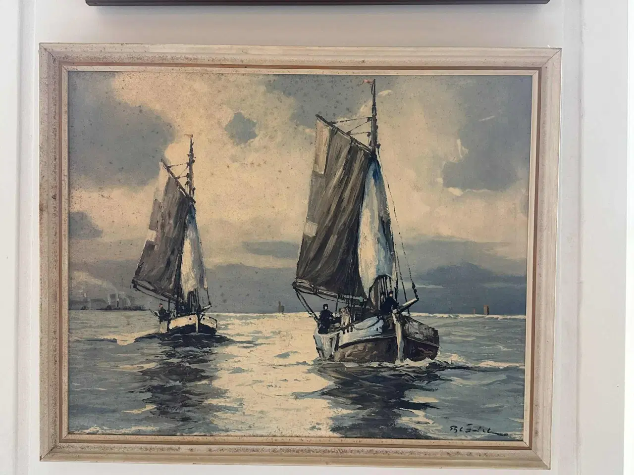 Billede 2 - Print af maleri – Sejlbåde på havet