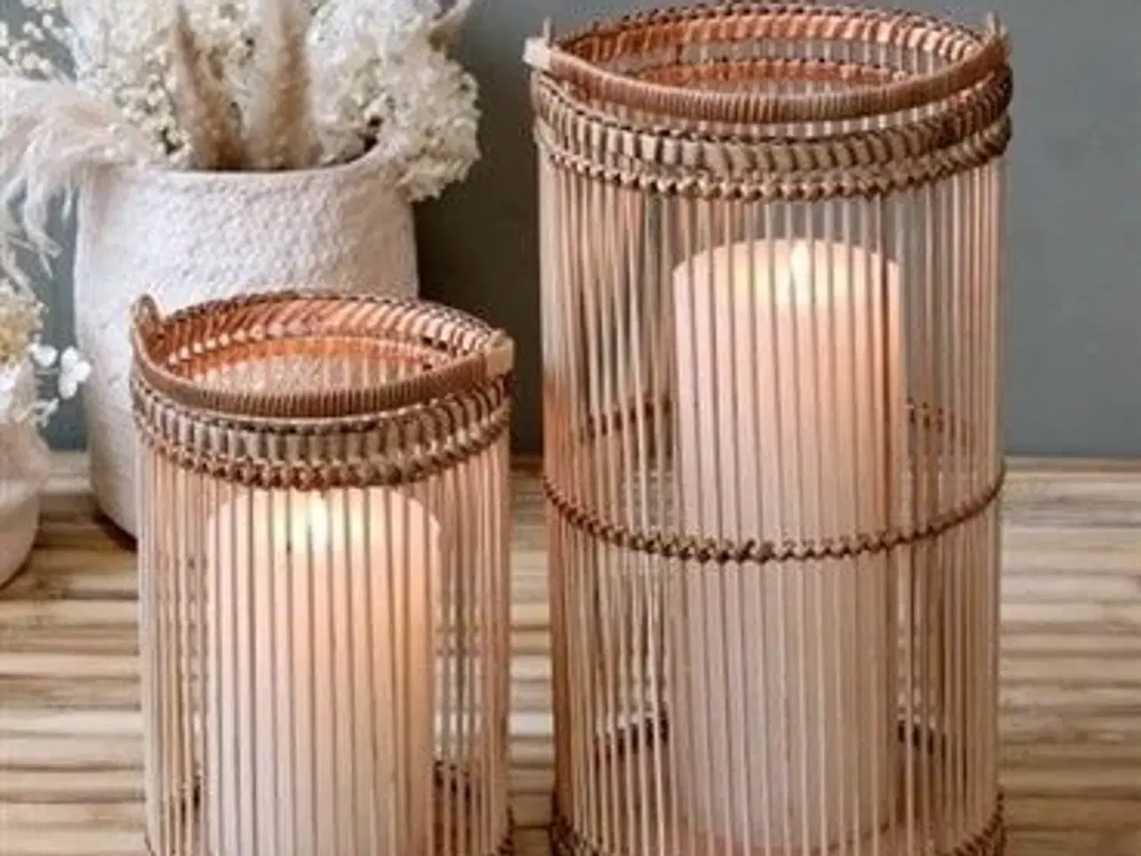 Billede 1 - Lanterne i bambus med håndtag