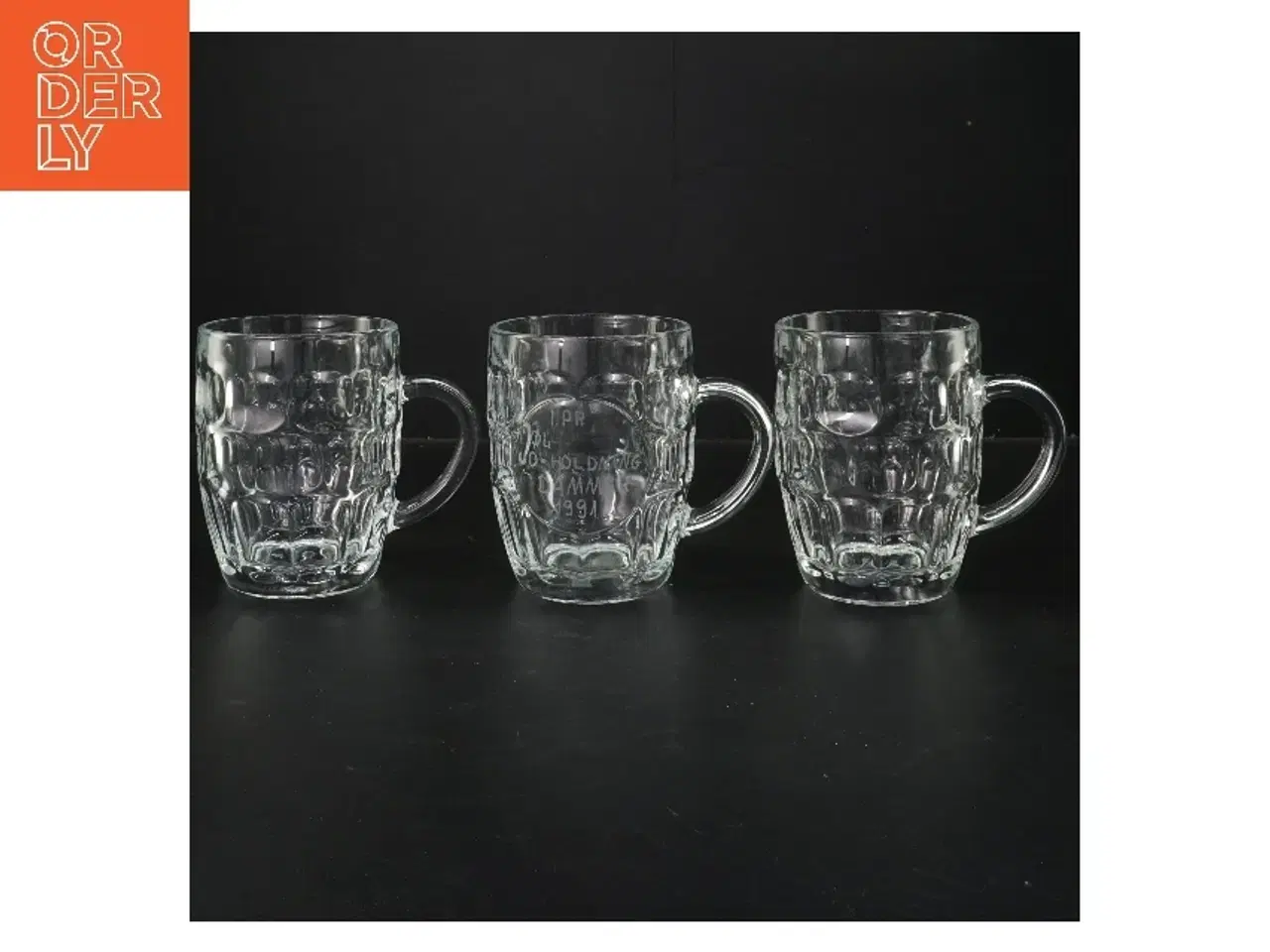 Billede 1 - Sæt af 3 glas ølkrus (str. 12,5x9,5 cm)