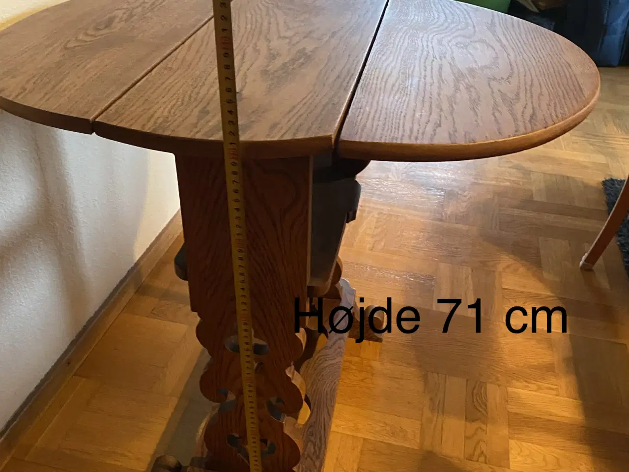 Billede 11 - Retro klapbord ovalt af robust træ