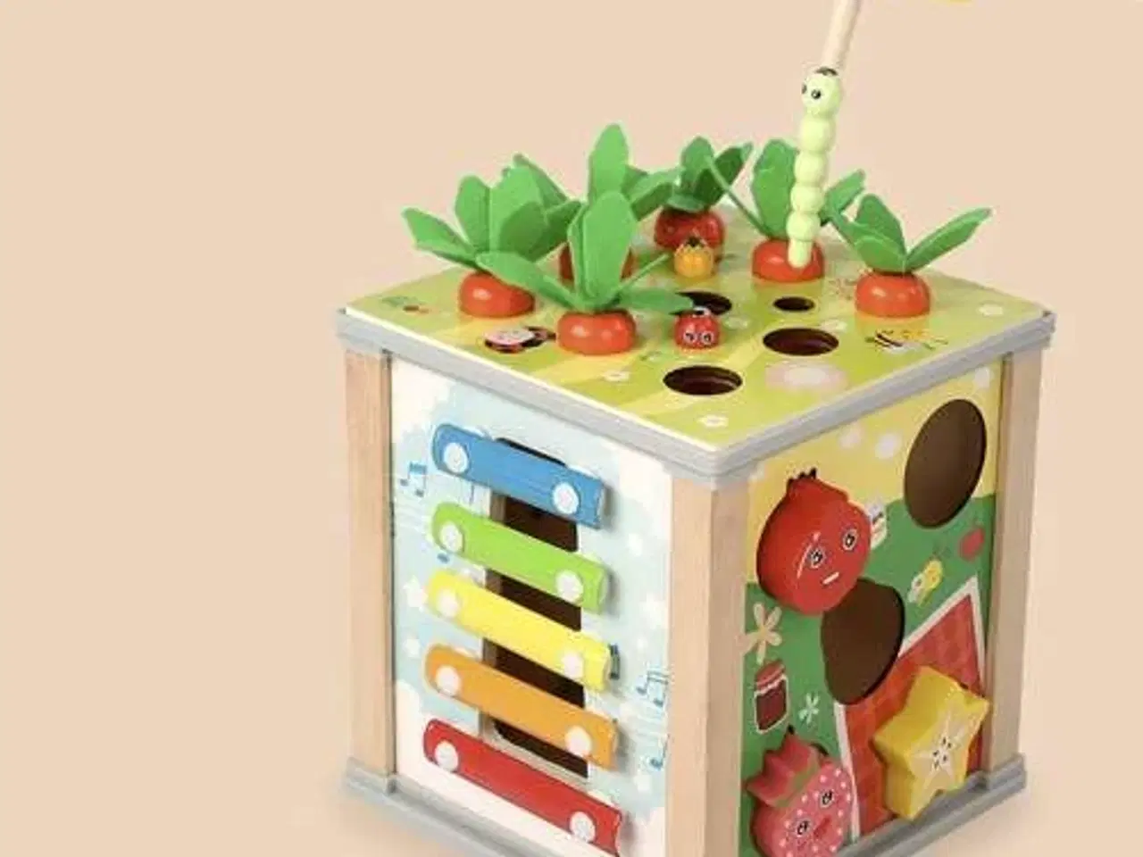 Billede 2 - Trælegetøjskasse med xylofon, former og dyr