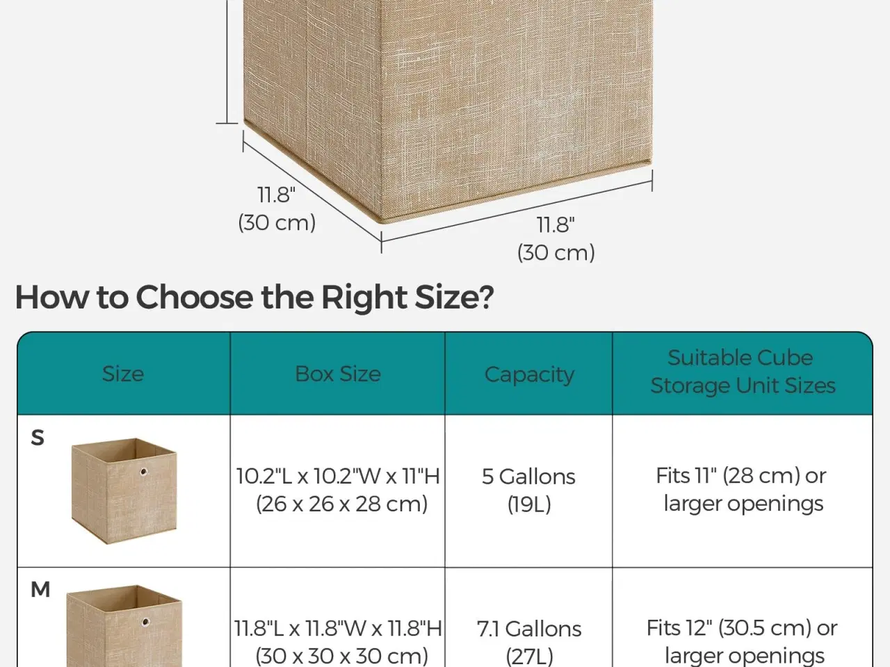 Billede 6 - Sæt med 6 foldbare opbevaringskuber i non-woven – 30 × 30 × 30 cm, sandbeige